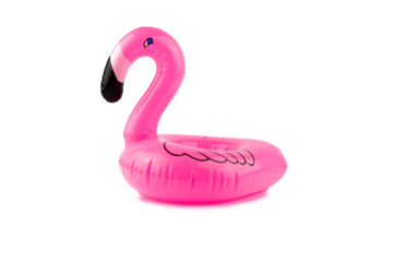 Flamingo isolated. Pink inflatable flamingo for summer beach isolated on white background. Pool float party.