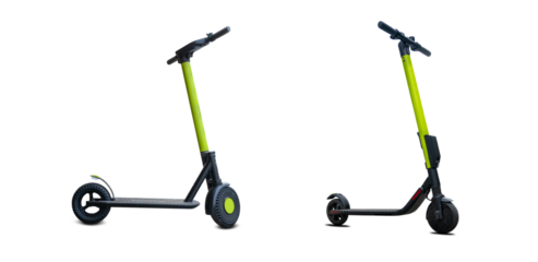 Urban electric scooter, lime kick city rider bike transport for business. Street motorcycle. Motorbike, Ecological transportation and advertisement concept.