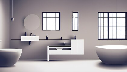 Naklejka na ściany i meble flat design vector illustration of a modern bathroom