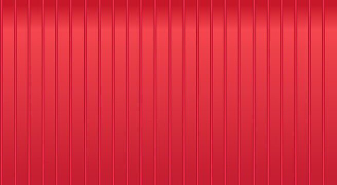 Vector red metal roof siding. Warehouse metal wall texture. Sea cargo container wall, top view. Iron waves panel, front side. Industrial construction zinc materials pattern. Corrugated board fence