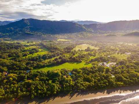aerial drone image of a landscape on a beach in Costa Rica