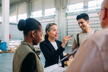 Group of Workers in Factory 