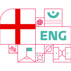 Obraz premium england flag for 2022 Qatar world football cup tournament. isolated National team flag with geometric elements for 2022 soccer or football Vector illustration