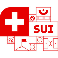 switzerland flag for 2022 football  Qatar world cup tournament. isolated National team flag with geometric elements for 2022 soccer or football Vector illustration