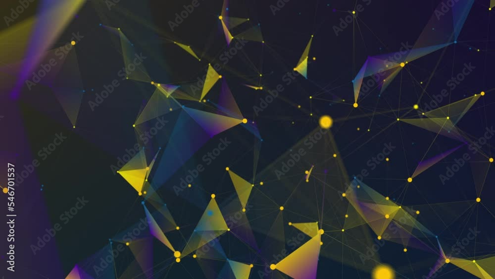 Poster abstract seamless dark background motion transformation on plexus pattern. moving around the technol