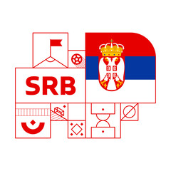 serbia flag for 2022 football  Qatar world cup tournament. isolated National team flag with geometric elements for 2022 soccer or football Vector illustration