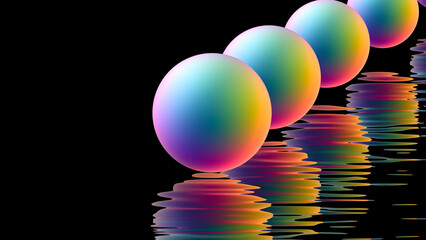 Reflection of rainbow spheres.