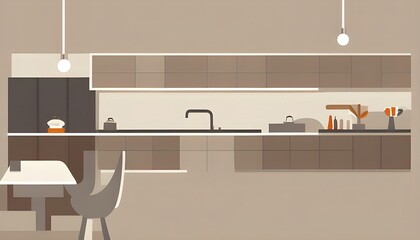flat design vector illustration of a modern kitchen