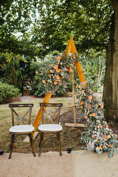 bohemian wedding ceremony outdoors