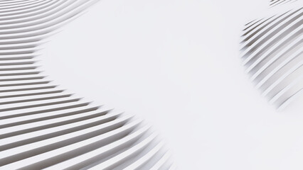 Abstract Curved Shapes. White Circular Background.