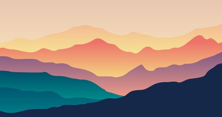 Fototapeta na wymiar beautiful colorful mountains nature background illustration