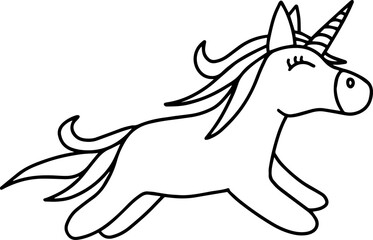 Unicorn Cartoon Line Art