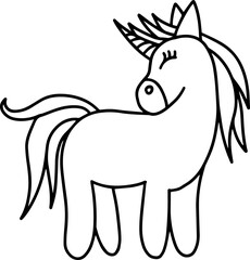 Unicorn Cartoon Line Art