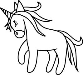 Unicorn Cartoon Line Art