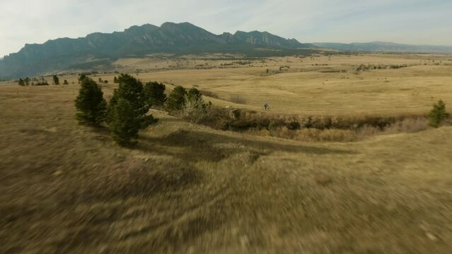 Mountain Biker on Trail Aerial
