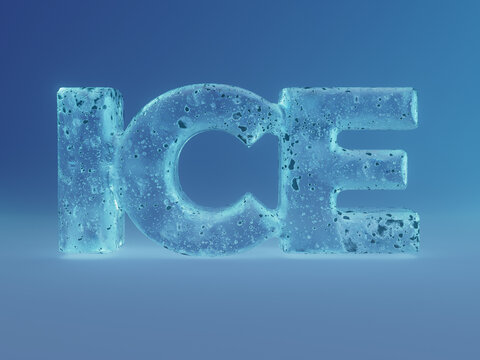  Light Blue 3D Rendered ICE sign over Gradient Background