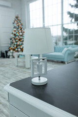 white table lamp. room interior. design