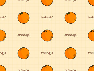 Oranges cartoon character seamless pattern on orange background