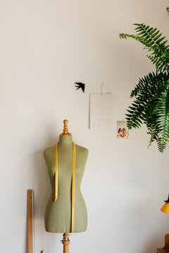 vintage mannequin in a clothing atelier