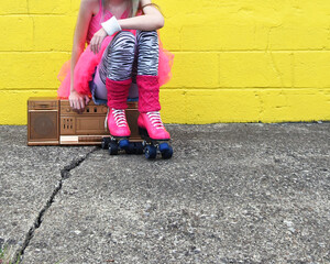 80's Music Party Girl with Skates