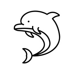 Dolphins icon for sea mammal or ocean animal in black outline style
