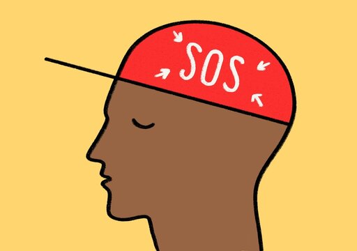 Mental health problems on head illustration