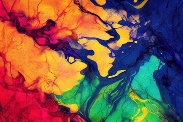 Rainbow ink splatter abstract art background