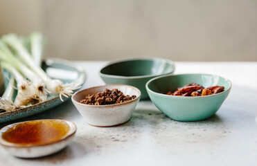 Ingredients for a meal inspired by Chinese cuisine.