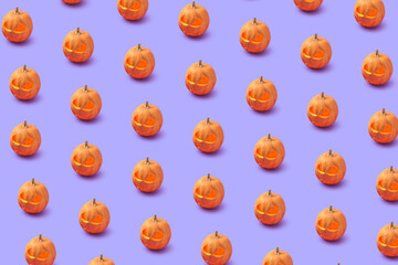 Pumpkin repeated pattern on lilac background.