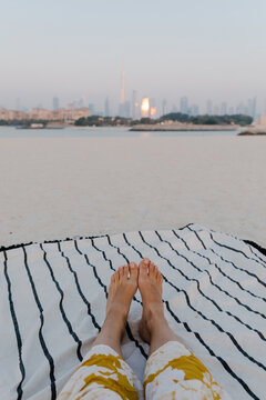 Woman on the beach in Dubai