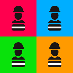 Construction worker vector icon on colorful background