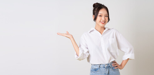 beautiful young asian businesswoman portrait on white background