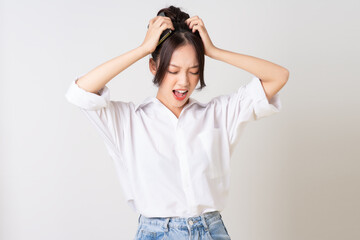 beautiful young asian businesswoman portrait on white background