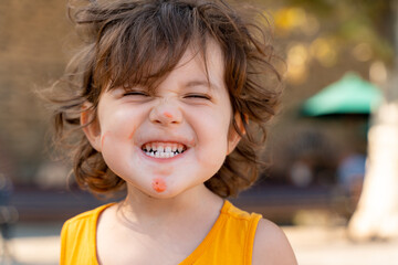 Happy girl with funny face portrait