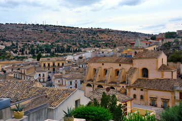 Fototapeta na wymiar panorama of the historic center of Scicli Sicily Italy