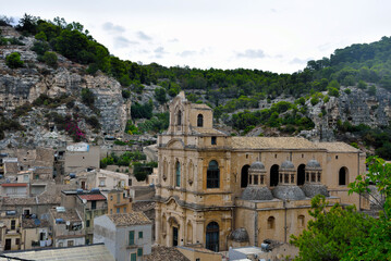 panorama of the historic center of Scicli Sicily Italy