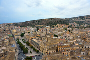 Fototapeta na wymiar panorama of the historic center of Scicli Sicily Italy