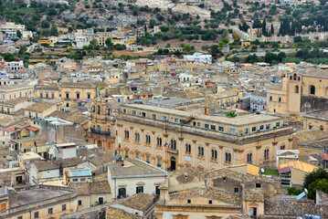 Fototapeta premium panorama of the historic center of Scicli Sicily Italy