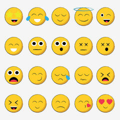 Set of mixed emojis with modern flat design