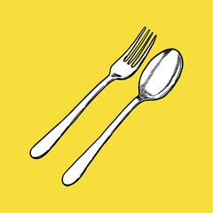 Cook Icon. Cafe Concept, Sketch and Vintage style.