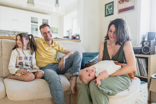 Family With Two Children Indoors