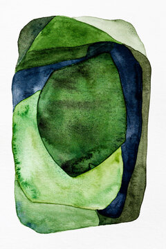 Modern abstract art green and blue textures