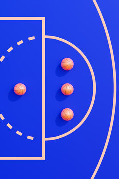 Sports: Basketball balls on court still life 