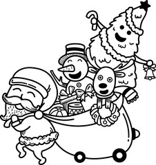 Hand drawn santa claus happy new year and merry christmas