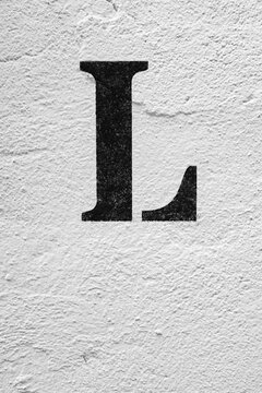Distressed Brick Wall Background with a painted letter L.