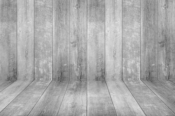 empty white wooden planks wall perspective floor room interior background