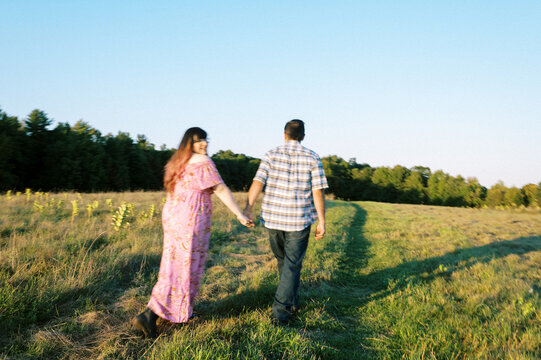 Lo-Fi intentionally blurred moment of couple walking together
