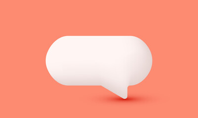 illustration icon vector 3d blank white speech bubble pin isolated on orange background