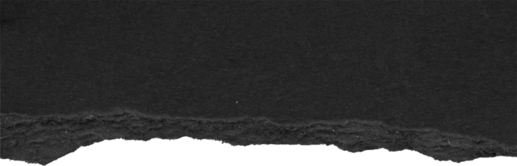 Black ripped paper torn edges strips isolated on white background