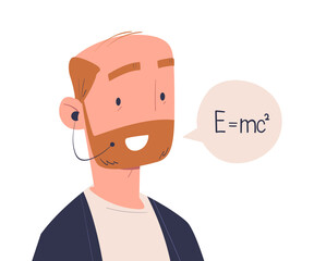 Bearded Man University Professor with Headset Teaching on Web Platform Vector Illustration